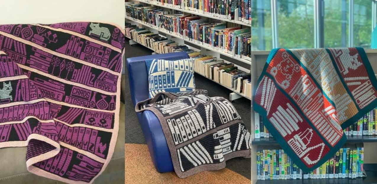 [Вяжи.ру] Вязаный крючком плед Mosaic Bookcase (Wendy Thompson), фото 1 из 1.