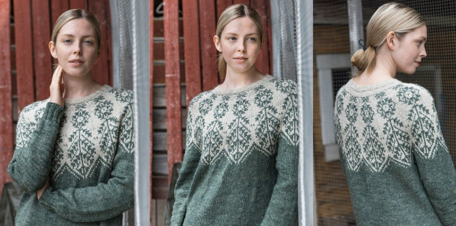 [Вяжи.ру] Пуловер с жаккардовой кокеткой Ilmatar (Jenna K), фото 1 из 1.