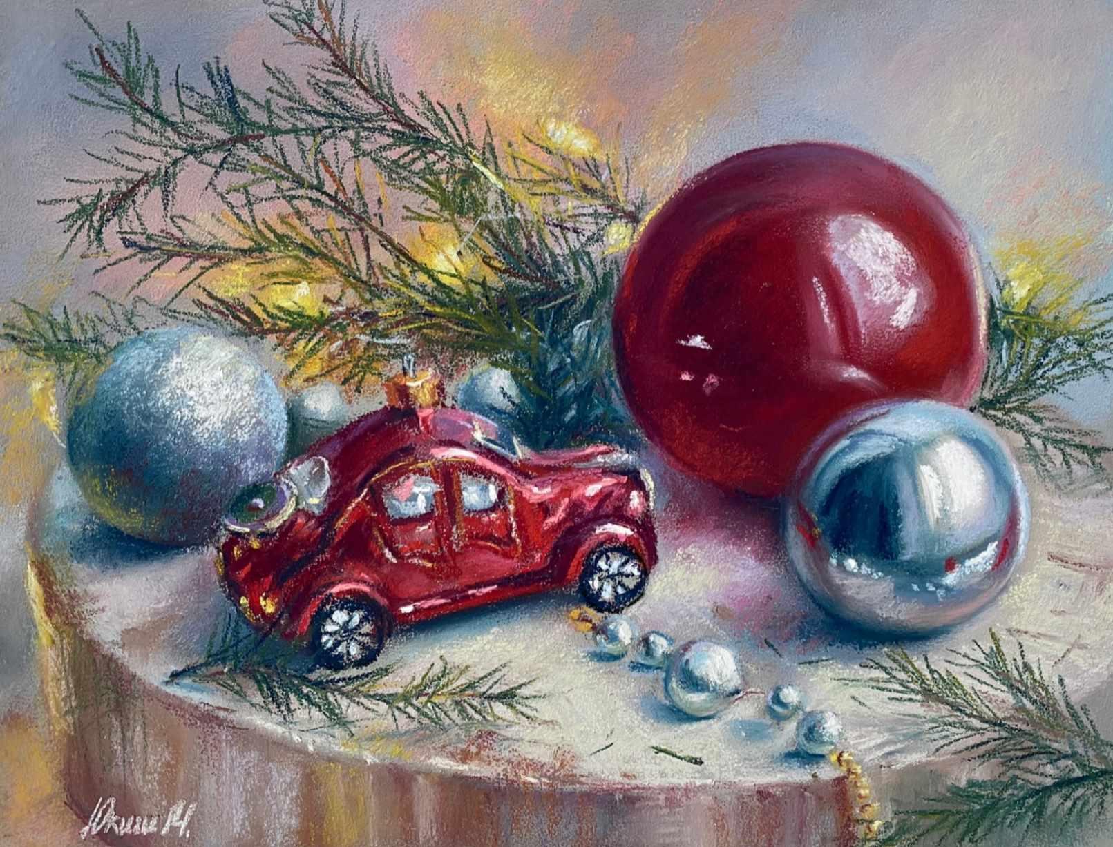 Натюрморт с елочными игрушками (Марина Юкиш)