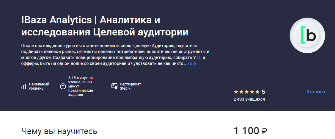 [IBaza Analytics] Аналитика и исследования Целевой аудитории (Stepik)