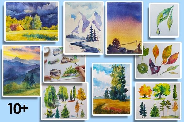 [Ninenoks Белая ворона] От листика до пейзажа. Акварель 10+ (Анастасия Оляда-Уссаковская)