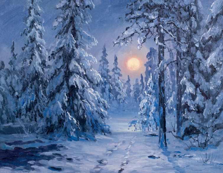 [ZartSchool] Зимний лес в лунном свете (Татьяна Зубова)