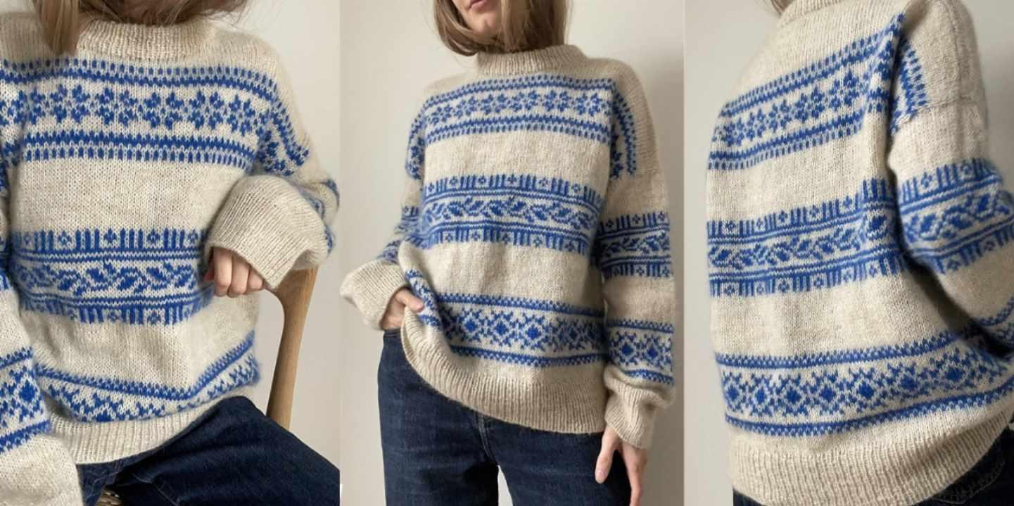 [Вяжи.ру] Пуловер с жаккардовым узором Porcelain (Lene Holme Samsoe)