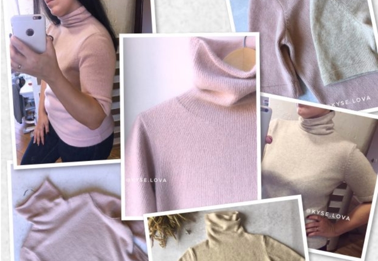 Гольфс с цельновязаной горловиной и втачным рукавом (Анна Киселева)