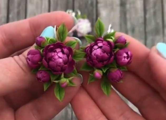 [floralaura23] Серьги с пионами (Ольга Бутяева)