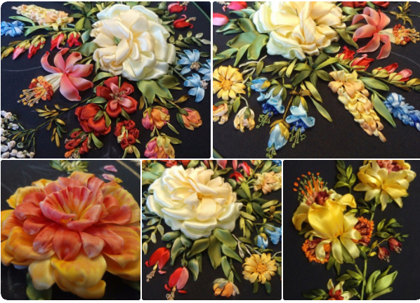 Роспись в лентах: Фантазийные цветы 2017 (Светлана Герасимова)