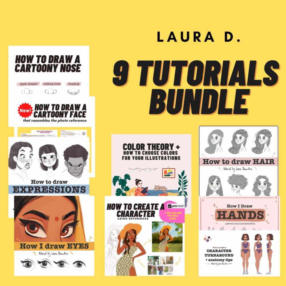 [Gumroad] Комплект из 9 обучающих гайдов по созданию персонажа / 9 Tutorials bundle (Laura Dumitriu)