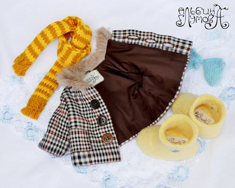 Зимнее пальто на подкладке для кукол и игрушек (Альбина Глумова)