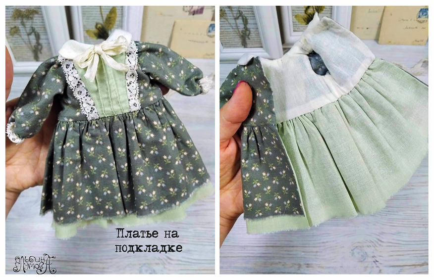 Платье на подкладке для кукол и тедди (Альбина Глумова)