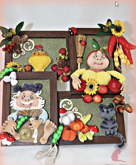 Мастер-класс по вязанию Панно Домовой и его команда (Эльвира Супонькина)