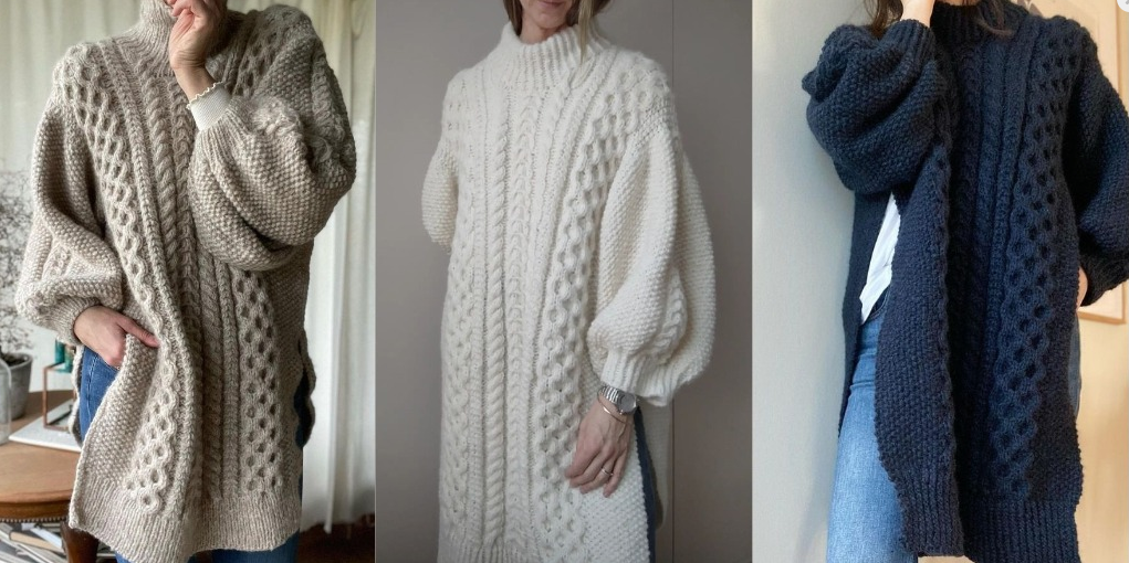 [Вяжи.ру] Вязаное спицами оверсайз платье Aegyo (Aegyoknit)