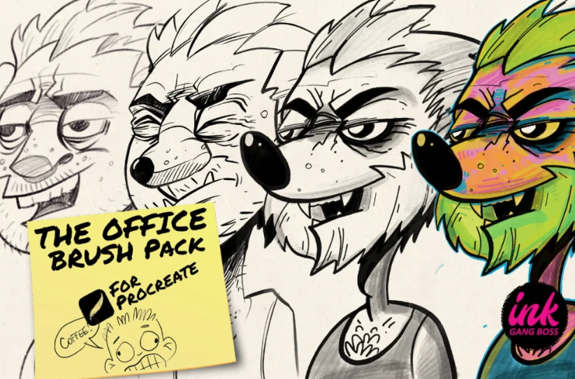 The Procreate Office Pen Brush Pack/Набор кистей Procreate Office Pen (Ink Gang Boss)