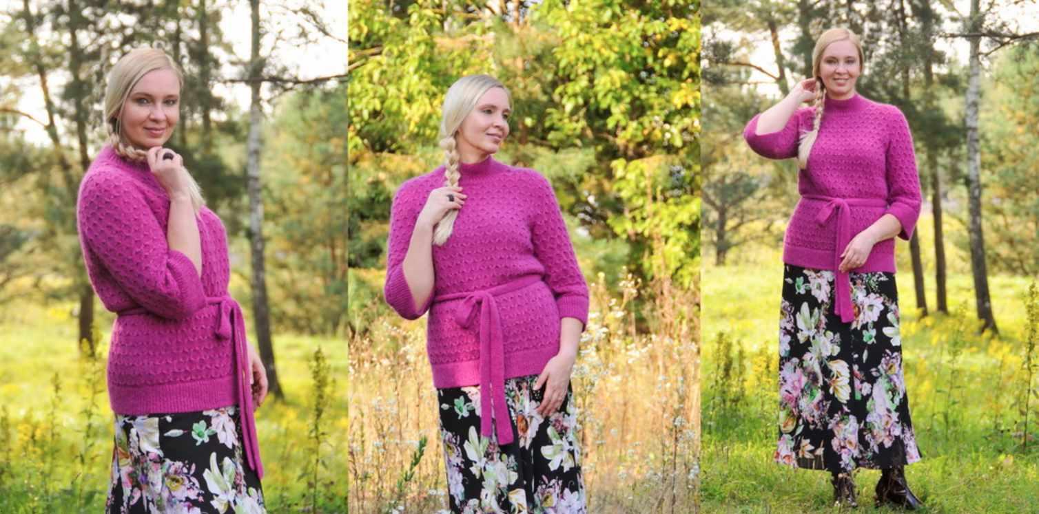 [Вяжи.ру] Вязаная блуза с пояском Fireweed