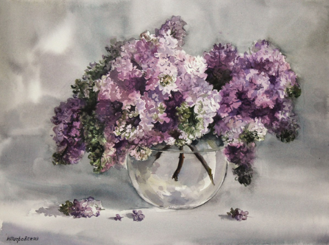 Букет сирени, акварель (Нина Петровская)