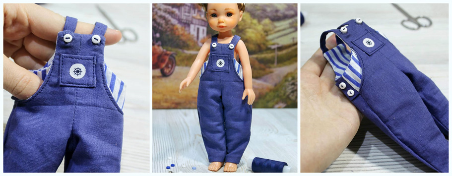 Комбинезон на лямках для кукол или тедди (Альбина Глумова)