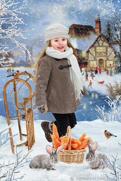 [DigitalArtStudio] Фотошаблон На зимней прогулке