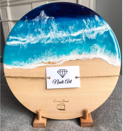 Море эпоксидной смолой на разделочной доске (Анастасия Гусева)