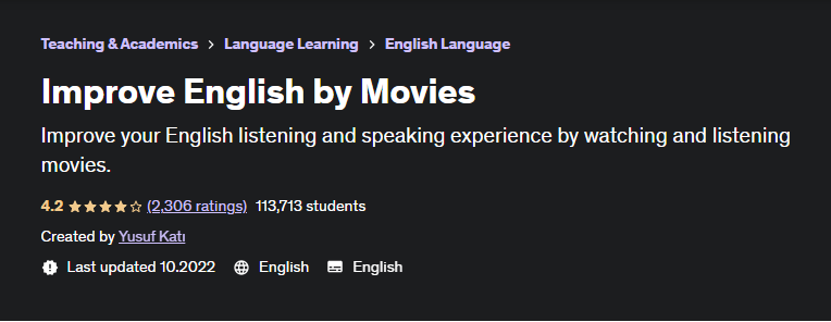 [Udemy] Прокачай английский по фильмам (Yusuf Katı, Юсуф Кати)