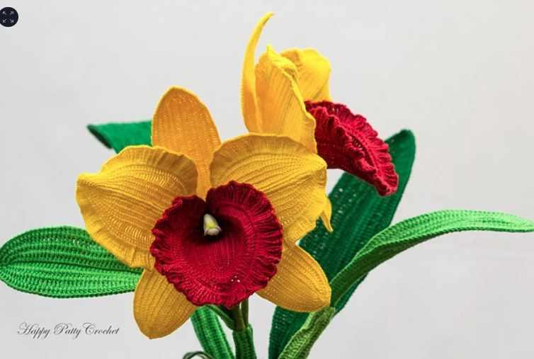 Orchid, Cattleya/Орхидея, Каттлея (HappyPattyCrochet)