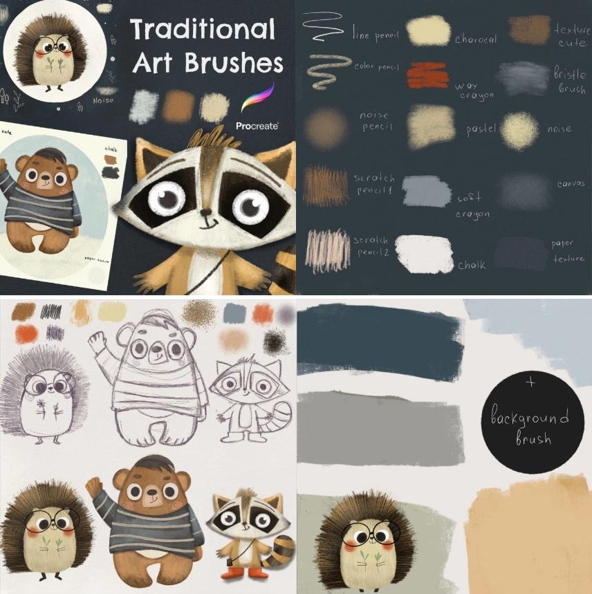 [nelli_suneli] Кисти традиционные для иллюстраций / Traditional Procreate Brushes (Нелли Санейл)