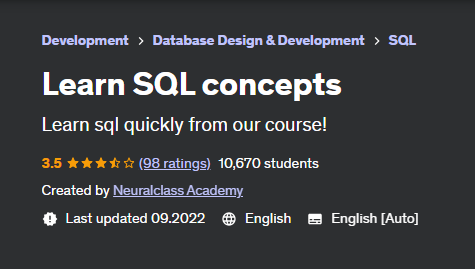 [Udemy] Изучение концепций SQL (Neuralclass Academy)