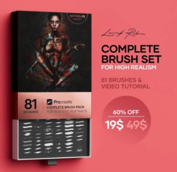 [gumroad] Полный набор кистей с 81 портретными кистями /Complete Brush Pack with all my 81 Portrait Brushes (Laura H. Rubin)