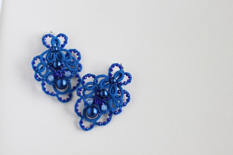 Серьги в технике фриволите Penelopa (Екатерина Корыкова)