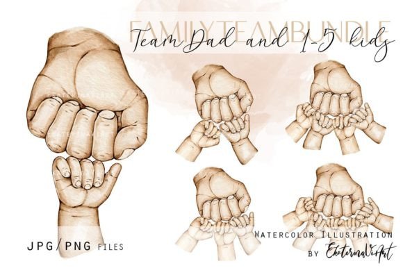 [Creativefabrica] Father's Day My Team Dad and 1-5kids / День отца. Моя команда папа и дети (EkaterinaViArt)