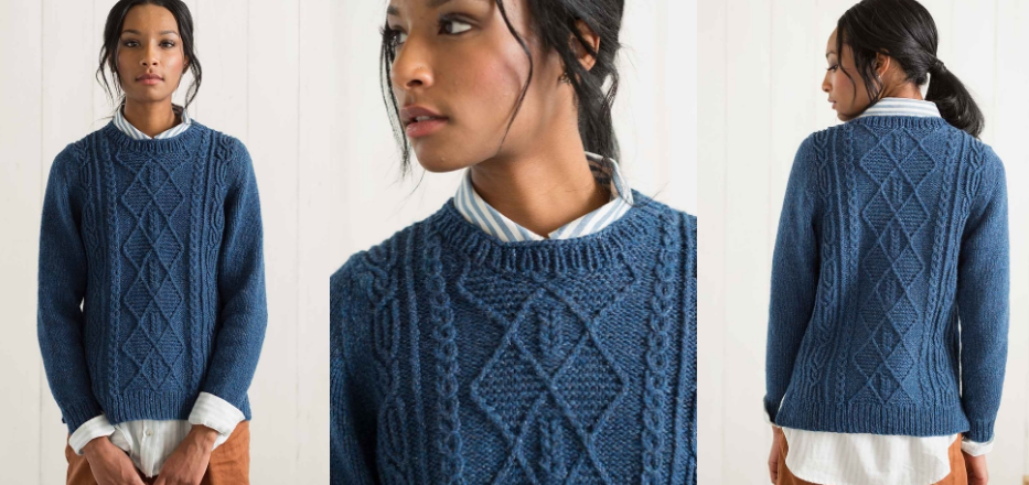 [Вяжи.ру] Пуловер с ромбами из кос Follins Pond