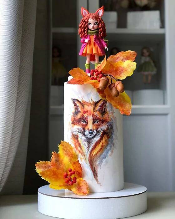 [Kabilova school] Вебинар по росписи и декору Осенняя лисичка и листья из вафельной бумаги (Диля Кабилова)