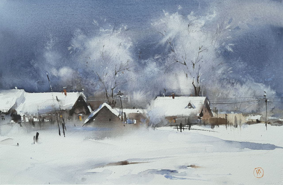 [Enterclass] Зима в деревне. Пейзаж акварелью (Илья Ибряев)