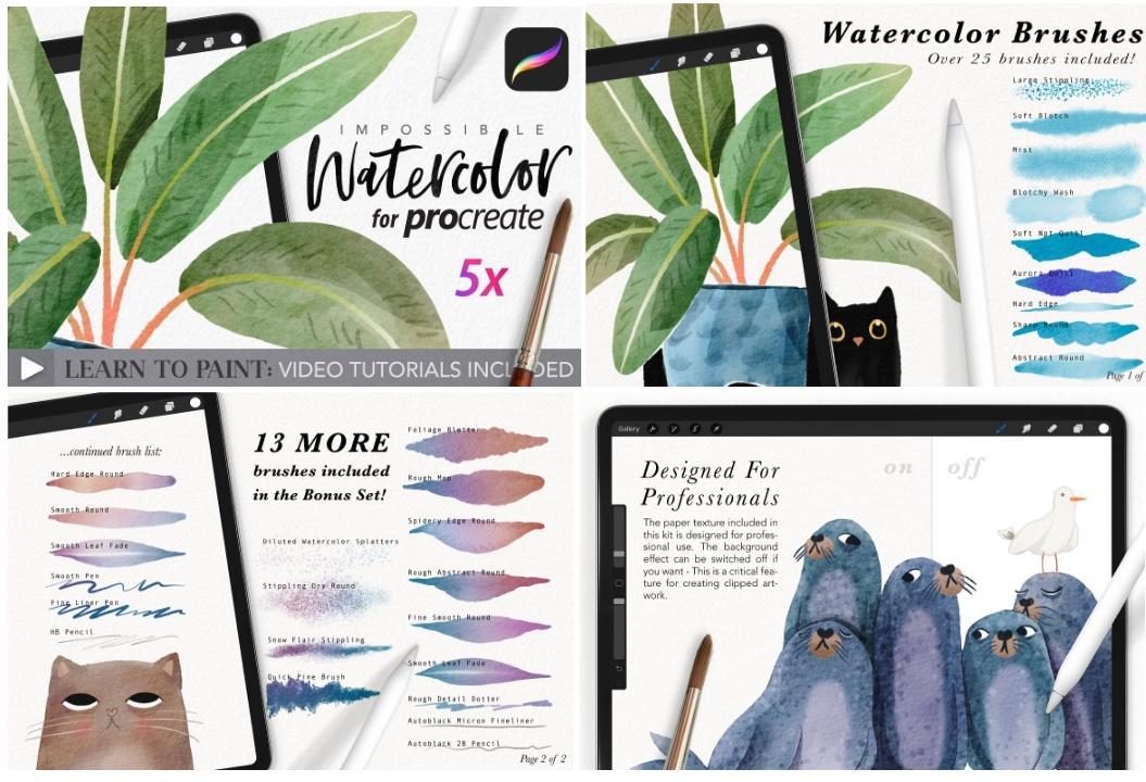 [DrifterStudio] Реалистичные акварельные кисти для Procreate / Amazing Watercolor Painting kit for Procreate