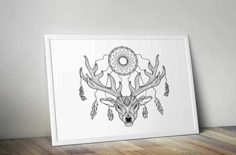 [Envato Market] Дикий и свободный олень. Раскраска для взрослых