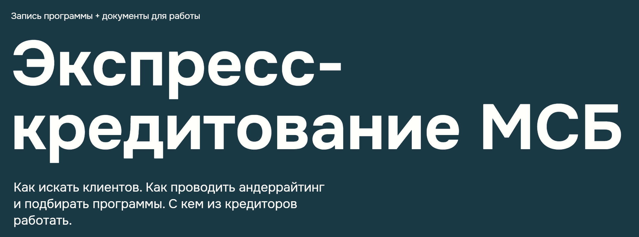 Экспресс-кредитование МСБ (Юрий Лелюхин)