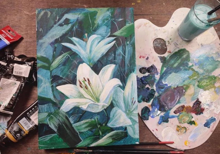 [Художник Online] Мини-курс "Реалистичные цветы акрилом" (Екатерина Бердюгина)