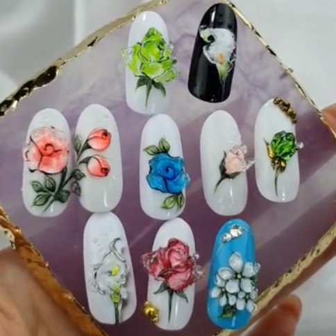 [kudelinanails_official] Дизайн ногтей. Хрустальные цветы (Юлия Куделина)