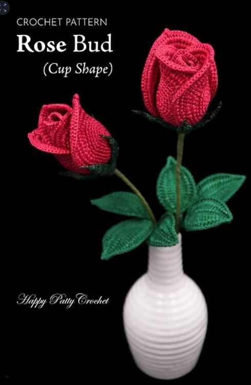 Rose, Classic (Bowl Shape)/Роза, Классическая (Чашеобразная) (HappyPattyCrochet)