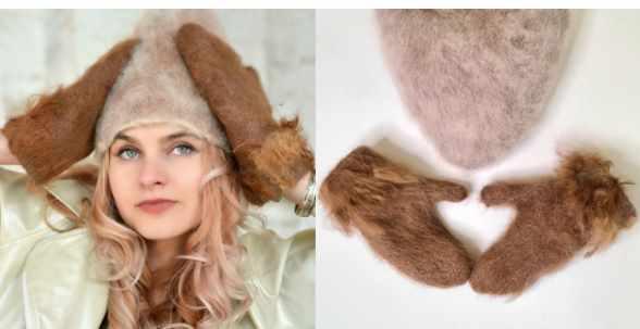 Шапочка и варежки из альпака (Наталья Островская)