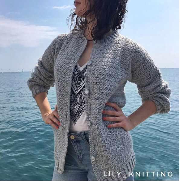 Кардиган крючком Серая Жемчужина (Лилия Коробейникова) @lily_knitting