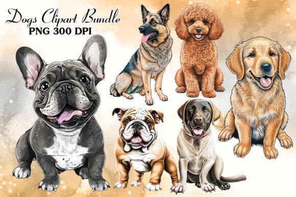 [Creativefabrica] Cute Dog Sublimation Clipart Bundle / Набор сублимационных клипартов Милая собачка (Cecily Arts)
