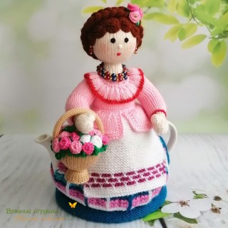 Сударушка-цветочница. Грелка на чайник (спицы) (Светлана Забелина)