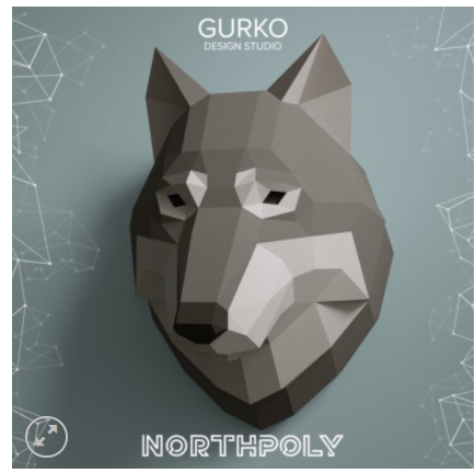 [Скульптура из бумаги] Голова волка [gurkostudio]