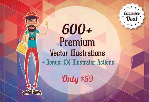 [inkydeals] 600+ высококачественных векторных иллюстраций + 134 экшенов и стилей бонусом