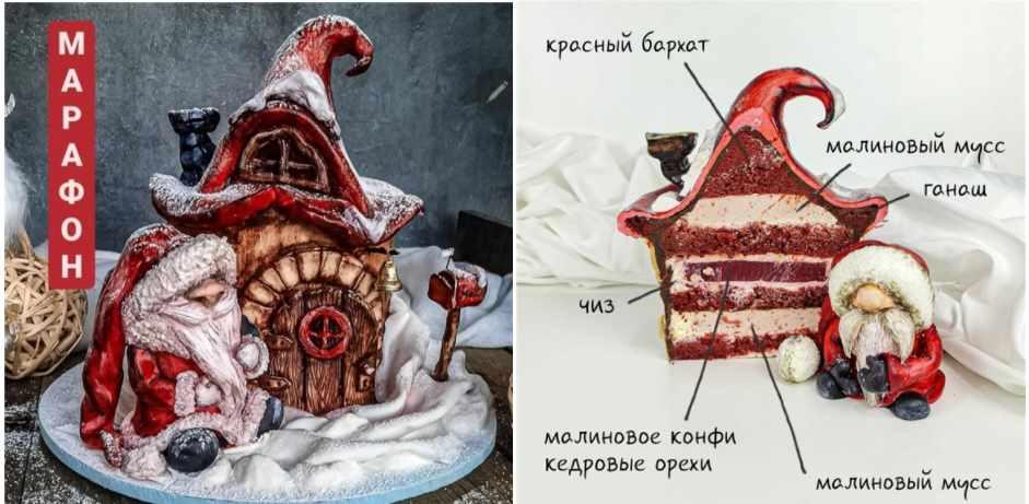 Новогодний Марафон по 3 D торту Домик Санты (Ольга Громак)