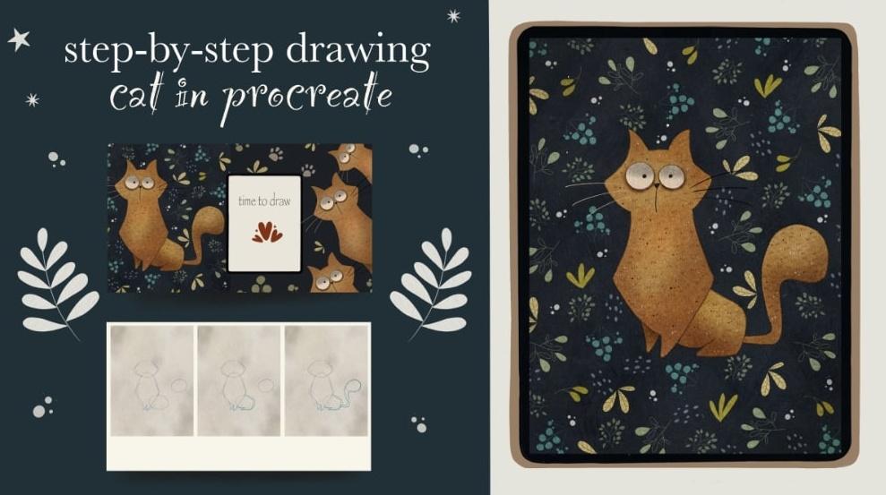 [nelli_suneli] Пошаговое руководство по рисованию. Кот в Procreate (Нелли Санейл)