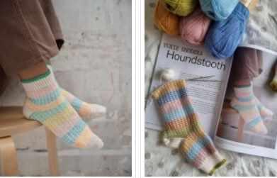 [Вяжи.ру] Разноцветные носки спицами Houndstooth (Knitail, Derako)