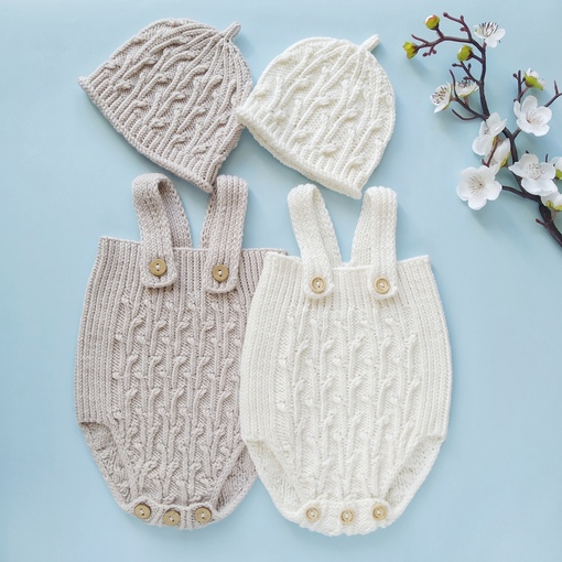 Апрель. Ромпер и шапочка. Спицами (Nadya_Shem)