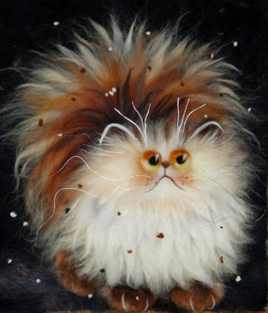 Шерстяная живопись. Котик (Яна Богданова)
