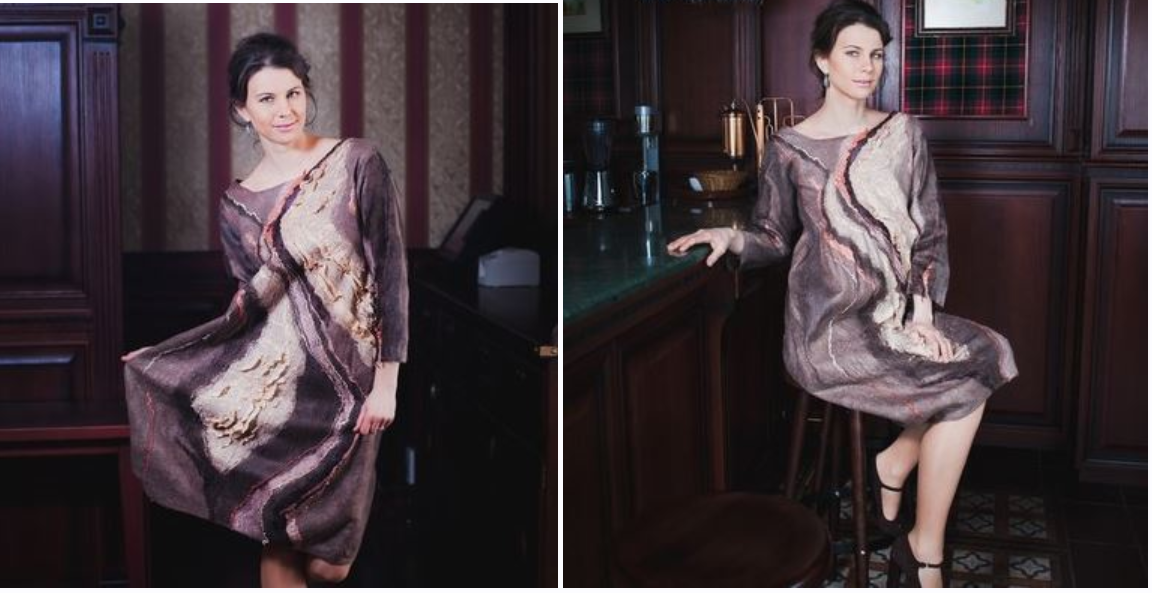 Платье-баллон с рукавом (Елена Баймут)