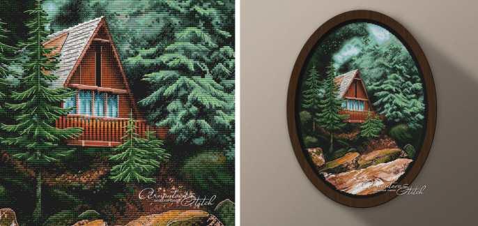 [Arnautova Stitch] Схема для вышивки Домик в лесу (Анастасия Арнаутова)